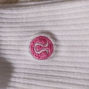 Lululemon Athletica White Top with Pink Logo